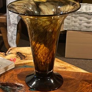 Hand blown Mesa international amber colored vase